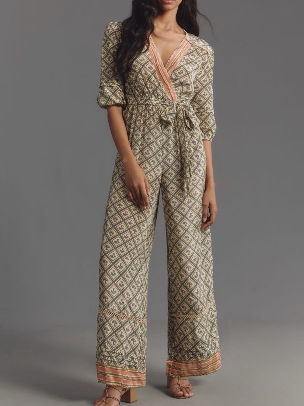 Farm Rio x Anthropologie Printed Wide-Leg Jumpsuit NWT